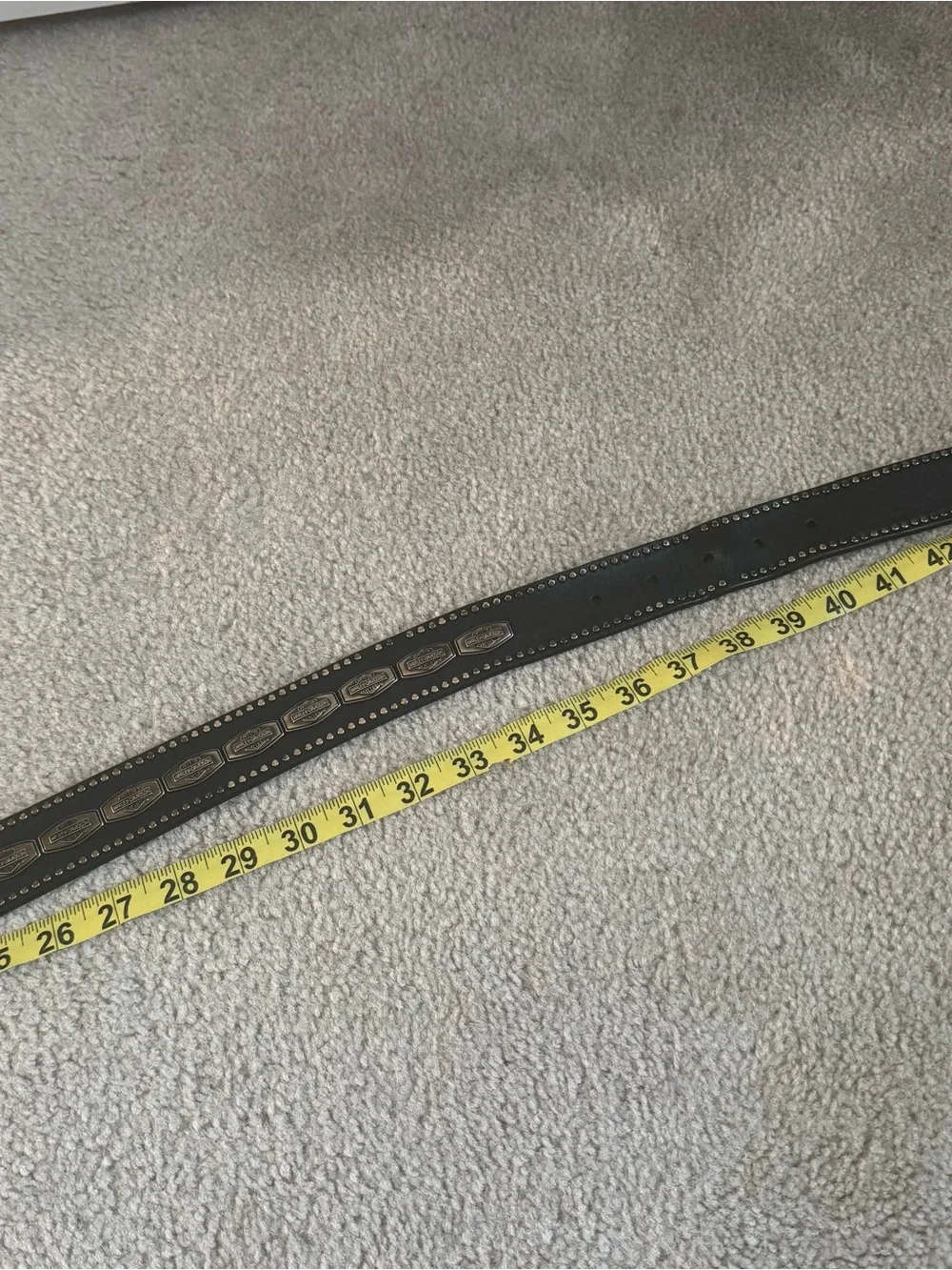 Vintage Harley Davidson Motorcycle Black Studded Leather Belt 2004